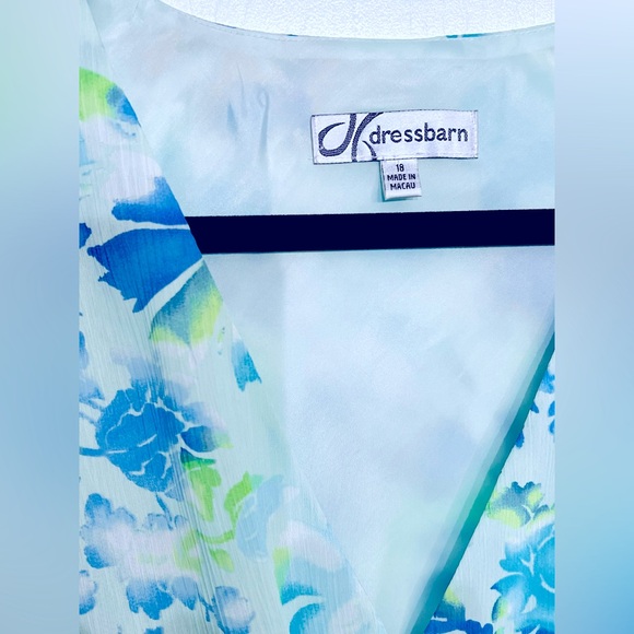 DRESS BARN Blue Floral Chiffon dress with underskirt, size 18, EUC - Picture 4 of 11